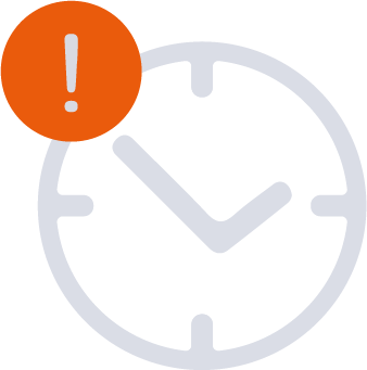 Icon einer Uhr mit Ausrufezeichen